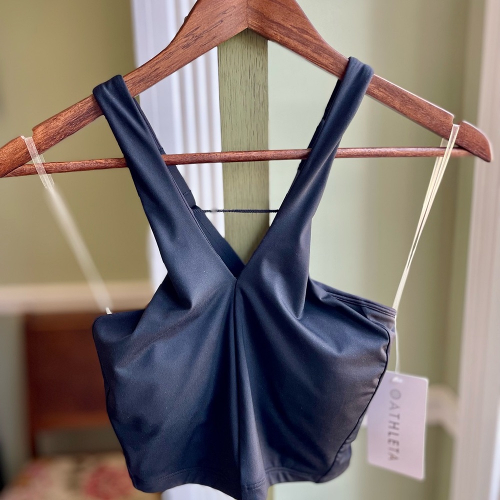 Athleta Black V-Neck Swim Bikini Top